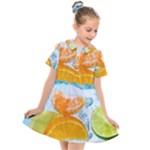 Fruits, Fruit, Lemon, Lime, Mandarin, Water, Orange Kids  Short Sleeve Shirt Dress