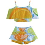 Fruits, Fruit, Lemon, Lime, Mandarin, Water, Orange Kids  Off Shoulder Skirt Bikini