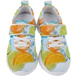 Fruits, Fruit, Lemon, Lime, Mandarin, Water, Orange Kids  Velcro Strap Shoes