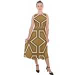 Gold Pattern Texture, Seamless Texture Midi Tie-Back Chiffon Dress