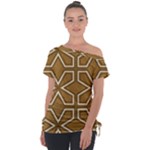 Gold Pattern Texture, Seamless Texture Off Shoulder Tie-Up T-Shirt