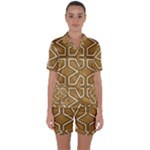 Gold Pattern Texture, Seamless Texture Satin Short Sleeve Pajamas Set