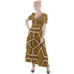 Gold Pattern Texture, Seamless Texture Button Up Short Sleeve Maxi Dress