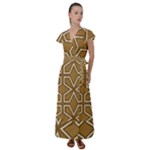 Gold Pattern Texture, Seamless Texture Flutter Sleeve Maxi Dress