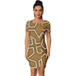 Gold Pattern Texture, Seamless Texture Fitted Knot Split End Bodycon Dress