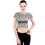 Gray Paisley Texture, Paisley Crew Neck Crop Top