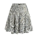 Gray Paisley Texture, Paisley High Waist Skirt