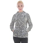 Gray Paisley Texture, Paisley Women s Hooded Pullover