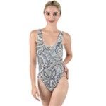 Gray Paisley Texture, Paisley High Leg Strappy Swimsuit