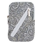 Gray Paisley Texture, Paisley Belt Pouch Bag (Large)