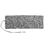 Gray Paisley Texture, Paisley Roll Up Canvas Pencil Holder (M)