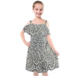 Gray Paisley Texture, Paisley Kids  Cut Out Shoulders Chiffon Dress