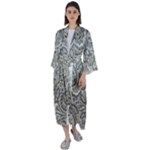 Gray Paisley Texture, Paisley Maxi Satin Kimono