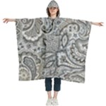 Gray Paisley Texture, Paisley Women s Hooded Rain Ponchos