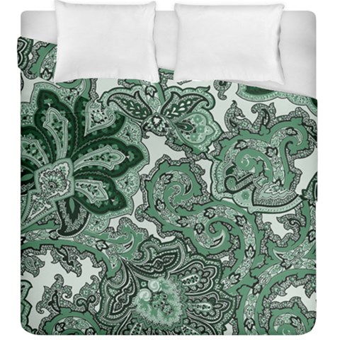 Green Ornament Texture, Green Flowers Retro Background Duvet Cover Double Side (King Size) from ArtsNow.com