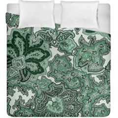Green Ornament Texture, Green Flowers Retro Background Duvet Cover Double Side (King Size) from ArtsNow.com
