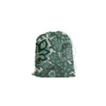 Green Ornament Texture, Green Flowers Retro Background Drawstring Pouch (XS)