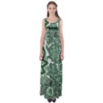Green Ornament Texture, Green Flowers Retro Background Empire Waist Maxi Dress