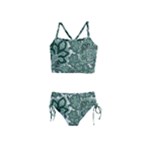 Green Ornament Texture, Green Flowers Retro Background Girls  Tankini Swimsuit