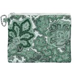Green Ornament Texture, Green Flowers Retro Background Canvas Cosmetic Bag (XXL)
