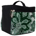 Green Ornament Texture, Green Flowers Retro Background Make Up Travel Bag (Big)