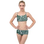 Green Ornament Texture, Green Flowers Retro Background Layered Top Bikini Set
