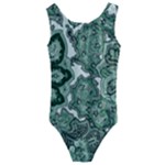 Green Ornament Texture, Green Flowers Retro Background Kids  Cut-Out Back One Piece Swimsuit