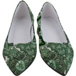 Green Ornament Texture, Green Flowers Retro Background Women s Block Heels 