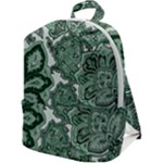 Green Ornament Texture, Green Flowers Retro Background Zip Up Backpack