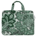 Green Ornament Texture, Green Flowers Retro Background MacBook Pro 15  Double Pocket Laptop Bag 