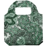 Green Ornament Texture, Green Flowers Retro Background Foldable Grocery Recycle Bag