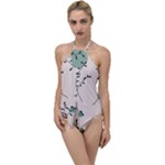 Plants Pattern Design Branches Branch Leaves Botanical Boho Bohemian Texture Drawing Circles Nature Go with the Flow One Piece Swimsuit