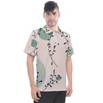 Plants Pattern Design Branches Branch Leaves Botanical Boho Bohemian Texture Drawing Circles Nature Men s Polo T-Shirt