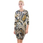 Flower Floral Pattern Floral Digital Spring Flora Botanical Blossom Bloom Vintage Quarter Sleeve Hood Bodycon Dress