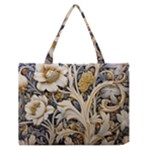 Flower Floral Pattern Floral Digital Spring Flora Botanical Blossom Bloom Vintage Zipper Medium Tote Bag