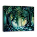 Trees Forest Mystical Forest Background Landscape Nature Canvas 14  x 11  (Stretched)