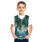 Trees Forest Mystical Forest Background Landscape Nature Kids  Basketball Tank Top