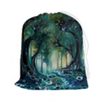 Trees Forest Mystical Forest Background Landscape Nature Drawstring Pouch (2XL)