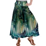 Trees Forest Mystical Forest Background Landscape Nature Women s Satin Palazzo Pants