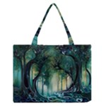 Trees Forest Mystical Forest Background Landscape Nature Zipper Medium Tote Bag