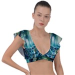 Trees Forest Mystical Forest Background Landscape Nature Plunge Frill Sleeve Bikini Top