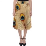 Vintage Peacock Feather Peacock Feather Pattern Background Nature Bird Nature Classic Midi Skirt