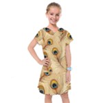 Vintage Peacock Feather Peacock Feather Pattern Background Nature Bird Nature Kids  Drop Waist Dress