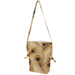 Vintage Peacock Feather Peacock Feather Pattern Background Nature Bird Nature Folding Shoulder Bag