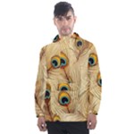 Vintage Peacock Feather Peacock Feather Pattern Background Nature Bird Nature Men s Front Pocket Pullover Windbreaker