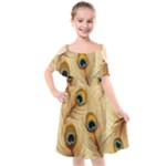 Vintage Peacock Feather Peacock Feather Pattern Background Nature Bird Nature Kids  Cut Out Shoulders Chiffon Dress