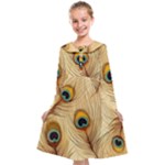 Vintage Peacock Feather Peacock Feather Pattern Background Nature Bird Nature Kids  Midi Sailor Dress