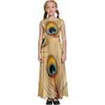 Vintage Peacock Feather Peacock Feather Pattern Background Nature Bird Nature Kids  Satin Sleeveless Maxi Dress