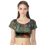 Flowers Trees Forest Mystical Forest Nature Background Landscape Short Sleeve Crop Top