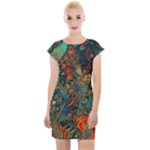 Flowers Trees Forest Mystical Forest Nature Background Landscape Cap Sleeve Bodycon Dress